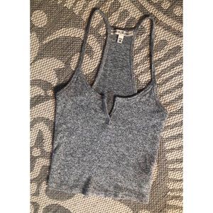 Express One Eleven Gray Crop Tank